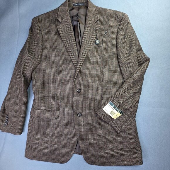 Lauren Ralph Lauren Sport Coat Blazer Mens 40R Brown Tweed Plaid Wool Classic - Picture 9 of 15